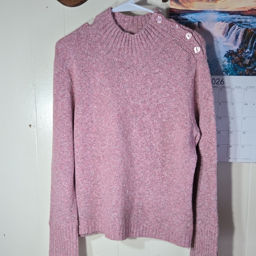 Elegant Pink Sweater with Button Accents